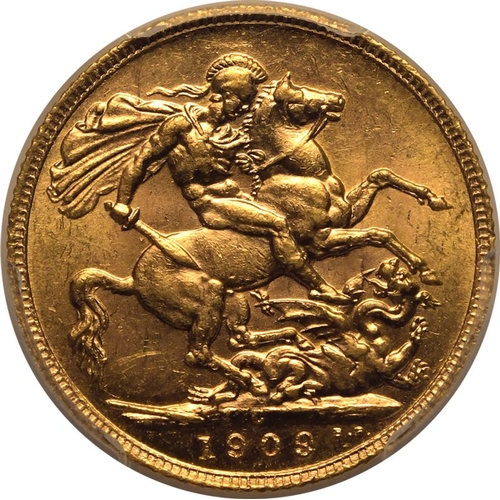 156 - MS62  | CANADA. Edward VII, 1901-10. Gold Sovereign, 1909 C. Ottawa. Bare head right; De S. below; E... 