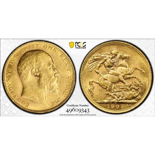 156 - MS62  | CANADA. Edward VII, 1901-10. Gold Sovereign, 1909 C. Ottawa. Bare head right; De S. below; E... 