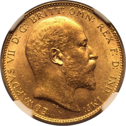 157 - MS 64 | CANADA. Edward VII, 1901-10. Gold Sovereign, 1910 C. Ottowa. Bare head right; De S. below; E... 