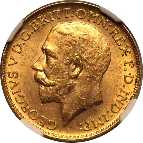 159 - MS 62 | CANADA. George V, 1910-36. Gold Sovereign, 1913 C. Ottowa. Bare head left, with B.M. on trun... 