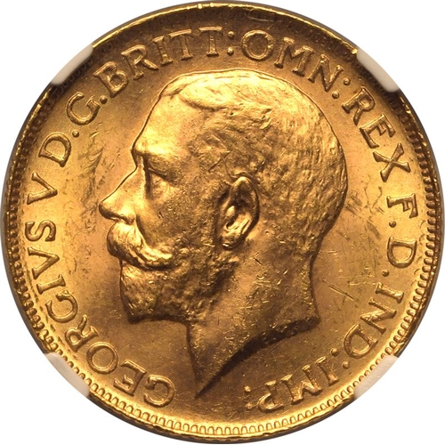 160 - MS 64 | CANADA. George V, 1910-36. Gold Sovereign, 1914 C. Ottawa. Bare head left, with B.M. on trun... 