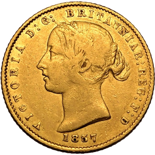 165 - Good Fine | AUSTRALIA. Victoria, 1837-1901. Gold Half-Sovereign, 1857 SY. Sydney. Young head left, h... 