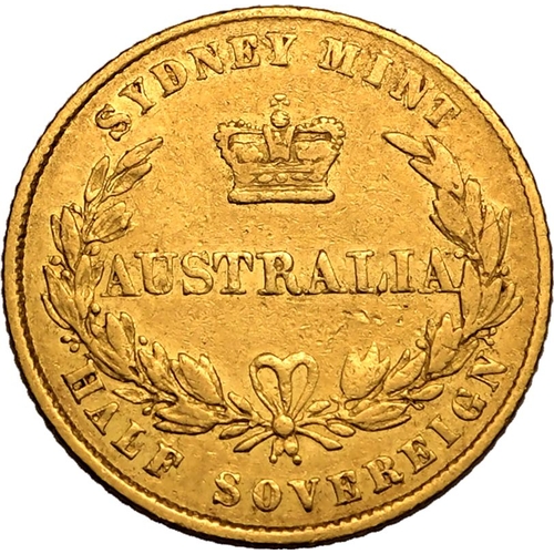 165 - Good Fine | AUSTRALIA. Victoria, 1837-1901. Gold Half-Sovereign, 1857 SY. Sydney. Young head left, h... 