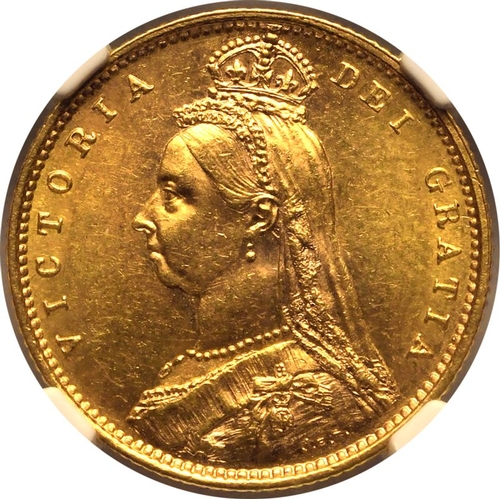 166 - MS 61 | AUSTRALIA. Victoria, 1837-1901. Gold Half-Sovereign, 1887 M. Melbourne. DISH.M501. Jubilee b... 