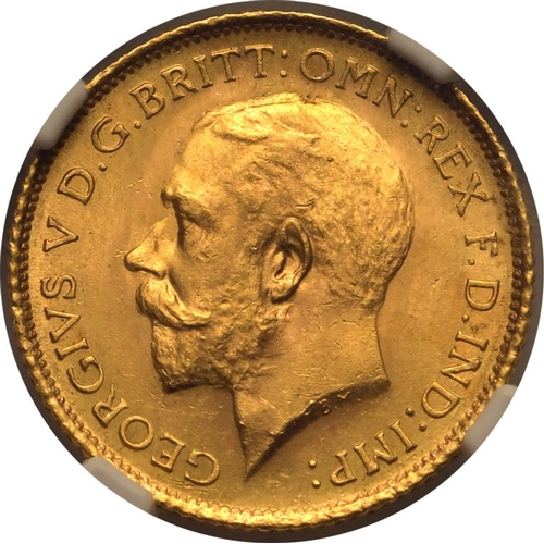 169 - MS 64 | AUSTRALIA. George V, 1910-36. Gold Half-Sovereign, 1915 S. Sydney. Bare head left, with B.M.... 