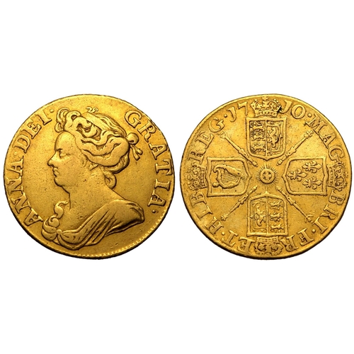 17 - About fine | GREAT BRITAIN. Anne, 1702-14. Gold Guinea, 1710. London. Third draped bust of Queen Ann... 