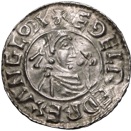 172 - About extremely fine | ENGLAND. Aethelred II, 978-1016. Silver Penny, (985-991). London. Mint master... 