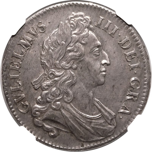 182 - AU 58 | ENGLAND. William III, 1694-1702. Silver Crown, 1695. London. SEPTIMO. First laureate and dra... 