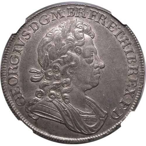 183 - AU 55 | GREAT BRITAIN. George I, 1714-27. Silver Crown, 1716. London. Roses & Plumes. Laureate a... 