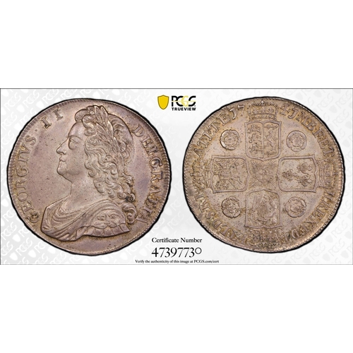 185 - AU58  | GREAT BRITAIN. George II, 1727-60. Silver Crown, 1741. London. Obv.: Legend reads GEORGIVS&m... 