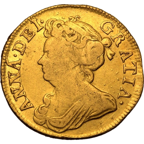 19 - Fine | GREAT BRITAIN. Anne, 1702-14. Gold Guinea, 1714. London. Third draped bust of Queen Anne faci... 