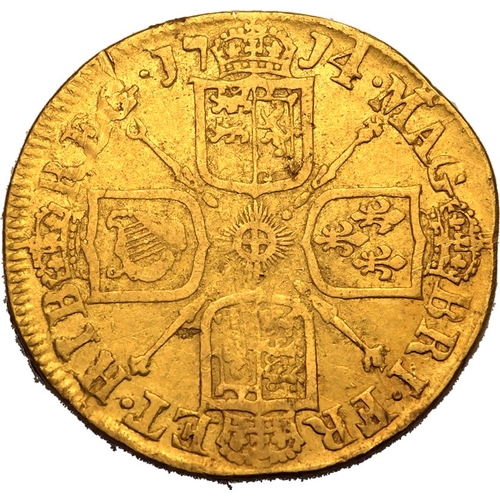 19 - Fine | GREAT BRITAIN. Anne, 1702-14. Gold Guinea, 1714. London. Third draped bust of Queen Anne faci... 