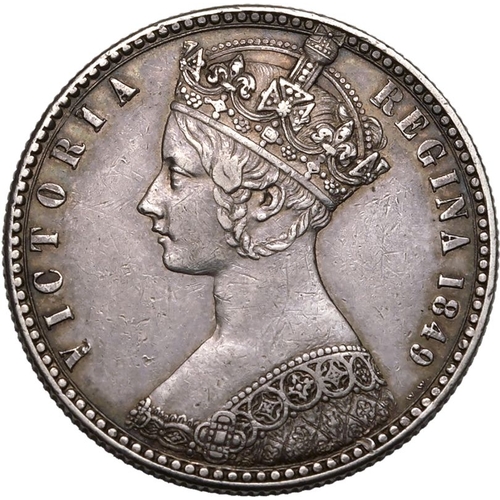 197 - About Extremely Fine | UNITED KINGDOM. Victoria, 1837-1901. Silver Florin, 1849. Royal Mint. Godless... 