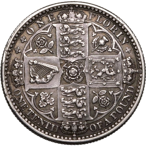 197 - About Extremely Fine | UNITED KINGDOM. Victoria, 1837-1901. Silver Florin, 1849. Royal Mint. Godless... 