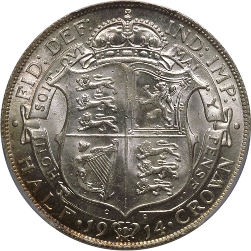 203 - MS64  | UNITED KINGDOM. George V, 1910-36. Silver Halfcrown, 1914. Royal Mint. Bare head of King Geo... 