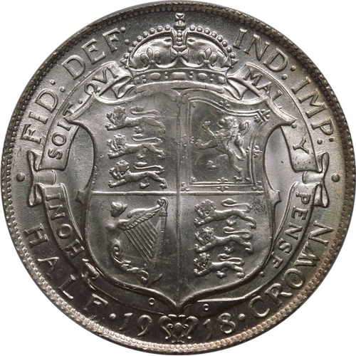 204 - MS64  | UNITED KINGDOM. George V, 1910-36. Silver Halfcrown, 1918. Royal Mint. Bare head of King Geo... 