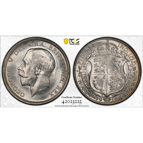 204 - MS64  | UNITED KINGDOM. George V, 1910-36. Silver Halfcrown, 1918. Royal Mint. Bare head of King Geo... 