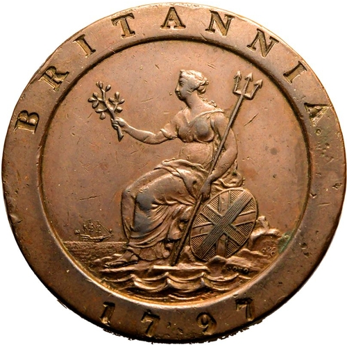 208 - About extremely fine | GREAT BRITAIN. George III, 1760-1820. Copper Twopence, 1797. Soho Mint. Head ... 