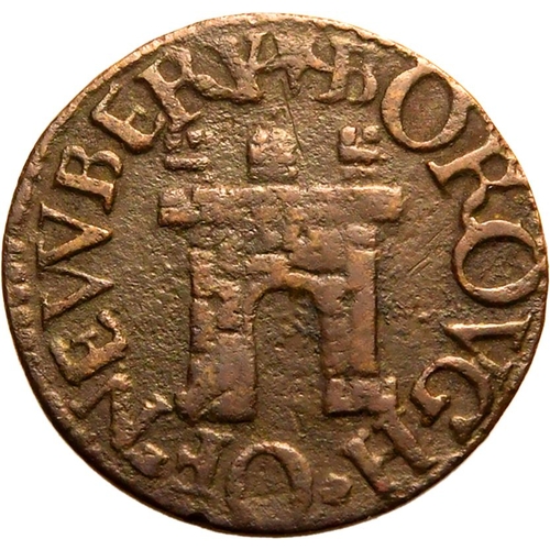 213 - About Very Fine | ENGLAND:. Borough of Newbury.  Farthing Token, 1657. BOROVGH.OF.NEWBERY, around ca... 