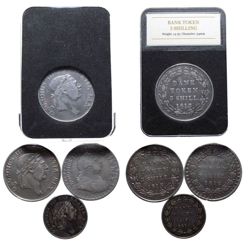 216 - Good Fine - Very Fine | UNITED KINGDOM. George III, 1760-1820. Silver Lot of 4 Bank Tokens, 1812-15.... 