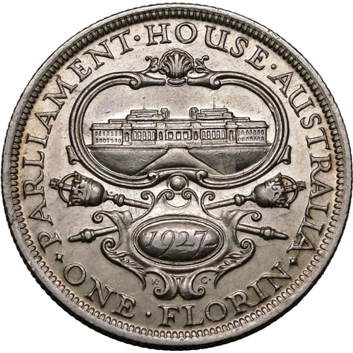 219 - About as struck | AUSTRALIA. George V, 1910-36. Silver Florin, 1927. Melbourne. This coin was struck... 