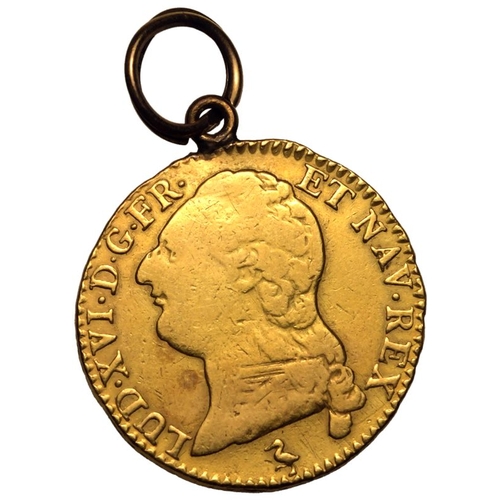 221 - Ex-jewellery | FRANCE. Gold 1 Louis d'Or, 1787 A. Louis XVI. LVD. XV. D. G. FR. ET. NAV. REX, bare h... 