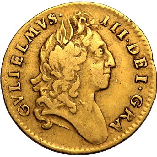 29 - About very fine | ENGLAND. William III, 1694-1702. Gold Half-Guinea, 1701. London. First laureate bu... 