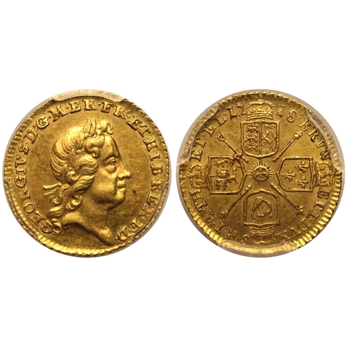 30 - MS62  | GREAT BRITAIN. George I, 1714-27. Gold 1/4 Guinea, 1718. London. Laureate bust of George I f... 