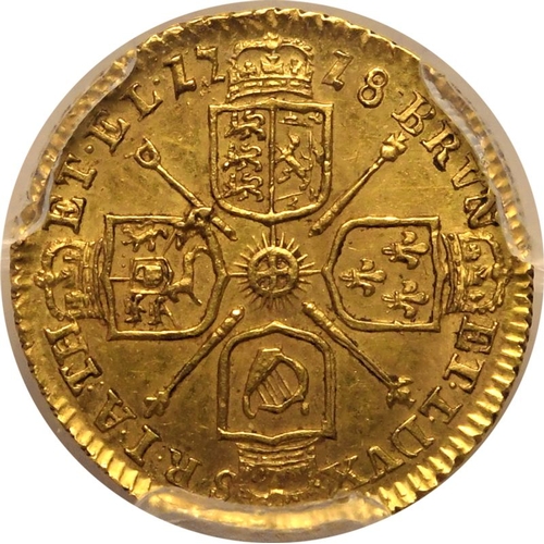 30 - MS62  | GREAT BRITAIN. George I, 1714-27. Gold 1/4 Guinea, 1718. London. Laureate bust of George I f... 