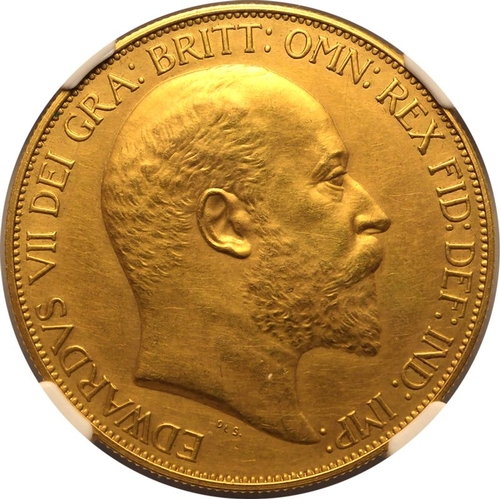 33 - PF 61 MATTE | UNITED KINGDOM. Edward VII, 1901-10. Gold 5 Pounds (5 Sovereigns), 1902. London. Matte... 