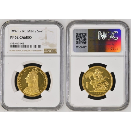 41 - PF 62 CAMEO | UNITED KINGDOM. Victoria, 1837-1901. Gold 2 Pounds (Double Sovereign), 1887. Royal Min... 