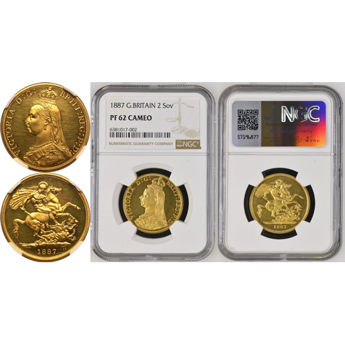 41 - PF 62 CAMEO | UNITED KINGDOM. Victoria, 1837-1901. Gold 2 Pounds (Double Sovereign), 1887. Royal Min... 