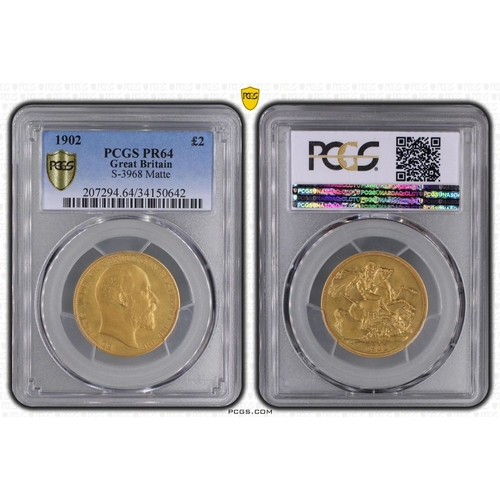 42 - PR64  | UNITED KINGDOM. Edward VII, 1901-10. Gold 2 Pounds (Double Sovereign), 1902. London. Matte p... 