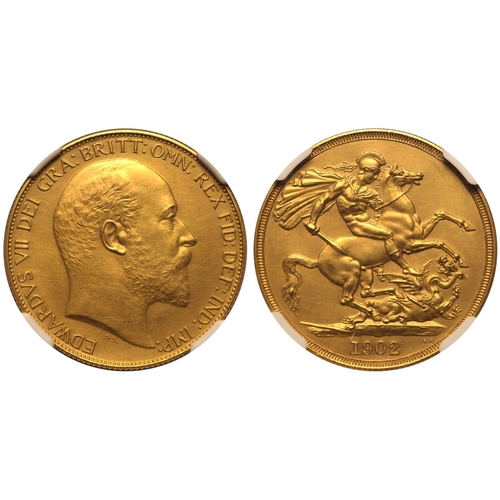 43 - PF 62 MATTE | UNITED KINGDOM. Edward VII, 1901-10. Gold 2 Pounds (Double Sovereign), 1902. London. M... 