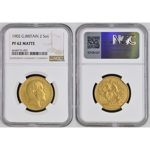 43 - PF 62 MATTE | UNITED KINGDOM. Edward VII, 1901-10. Gold 2 Pounds (Double Sovereign), 1902. London. M... 