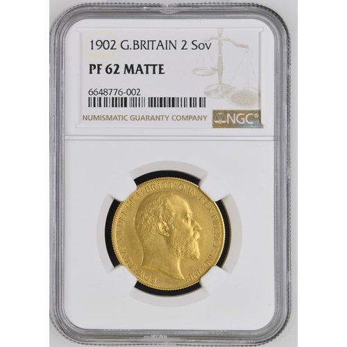 43 - PF 62 MATTE | UNITED KINGDOM. Edward VII, 1901-10. Gold 2 Pounds (Double Sovereign), 1902. London. M... 