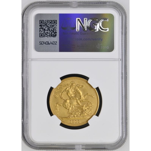 43 - PF 62 MATTE | UNITED KINGDOM. Edward VII, 1901-10. Gold 2 Pounds (Double Sovereign), 1902. London. M... 