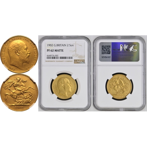 43 - PF 62 MATTE | UNITED KINGDOM. Edward VII, 1901-10. Gold 2 Pounds (Double Sovereign), 1902. London. M... 