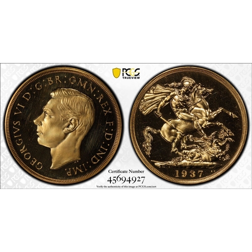 46 - PR63 CAM | UNITED KINGDOM. George VI, 1936-52. Gold 2 Pounds (Double Sovereign), 1937. Royal Mint. P... 