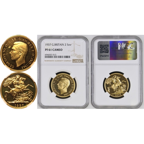 47 - PF 61 CAMEO | UNITED KINGDOM. George VI, 1936-52. Gold 2 Pounds (Double Sovereign), 1937. Royal Mint... 