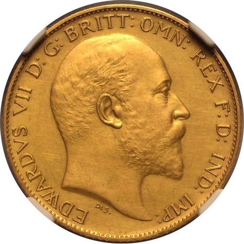 48 - PF 61 MATTE | UNITED KINGDOM. Lot of 4 gold coins.Coin 1: Edward VII, 1901-10, 5 Pounds (5 Sovereign... 