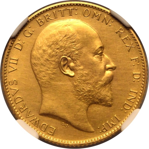 48 - PF 61 MATTE | UNITED KINGDOM. Lot of 4 gold coins.Coin 1: Edward VII, 1901-10, 5 Pounds (5 Sovereign... 