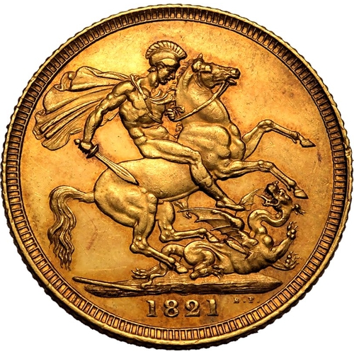 52 - About extremely fine | UNITED KINGDOM. George IV, 1820-30. Gold Sovereign, 1821. London. Laureate he... 