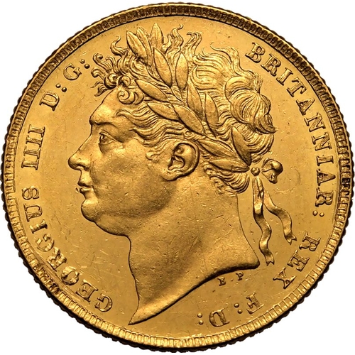 54 - Extremely fine, hairlines | UNITED KINGDOM. George IV, 1820-30. Gold Sovereign, 1824. London. Laurea... 