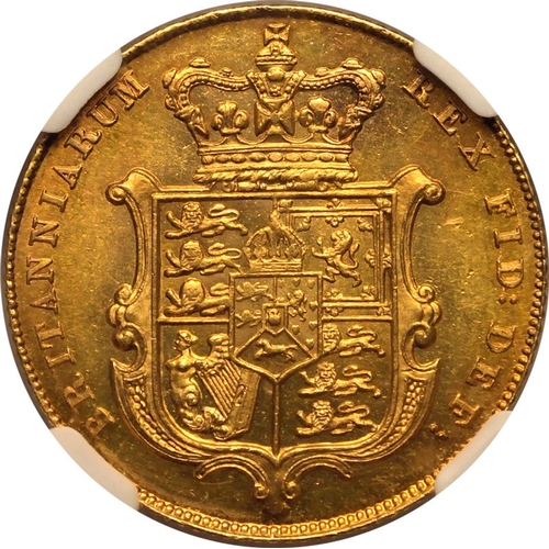 55 - MS 62 | UNITED KINGDOM. George IV, 1820-30. Gold Sovereign, 1827. London. Bare head left; date below... 