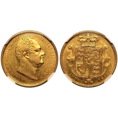 57 - AU 55 | UNITED KINGDOM. William IV, 1830-37. Gold Sovereign, 1831. London. First bust - WW no stops.... 