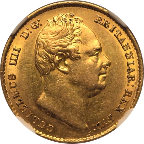 58 - AU 58 | UNITED KINGDOM. William IV, 1830-37. Gold Sovereign, 1836. London. Second, bare head of Will... 