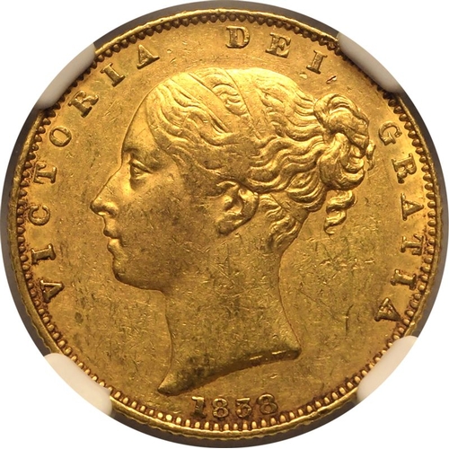 59 - AU 53 | UNITED KINGDOM. Victoria, 1837-1901. Gold Sovereign, 1838. London. First young head of Victo... 