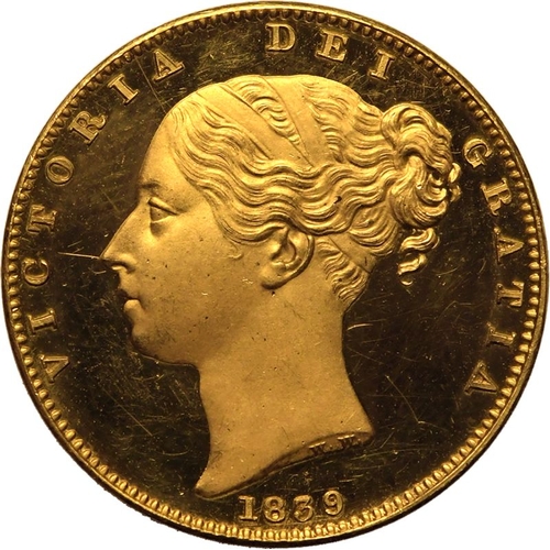 60 - About as struck | UNITED KINGDOM. Victoria, 1837-1901. Gold Sovereign, 1839. London. Proof - Plain e... 