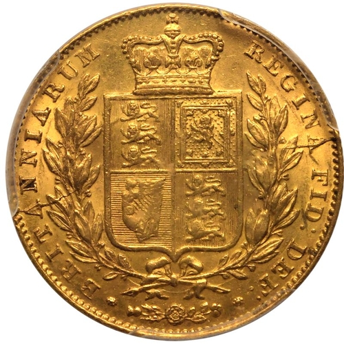 62 - AU55  | UNITED KINGDOM. Victoria, 1837-1901. Gold Sovereign, 1845. London. Roman I. First young head... 